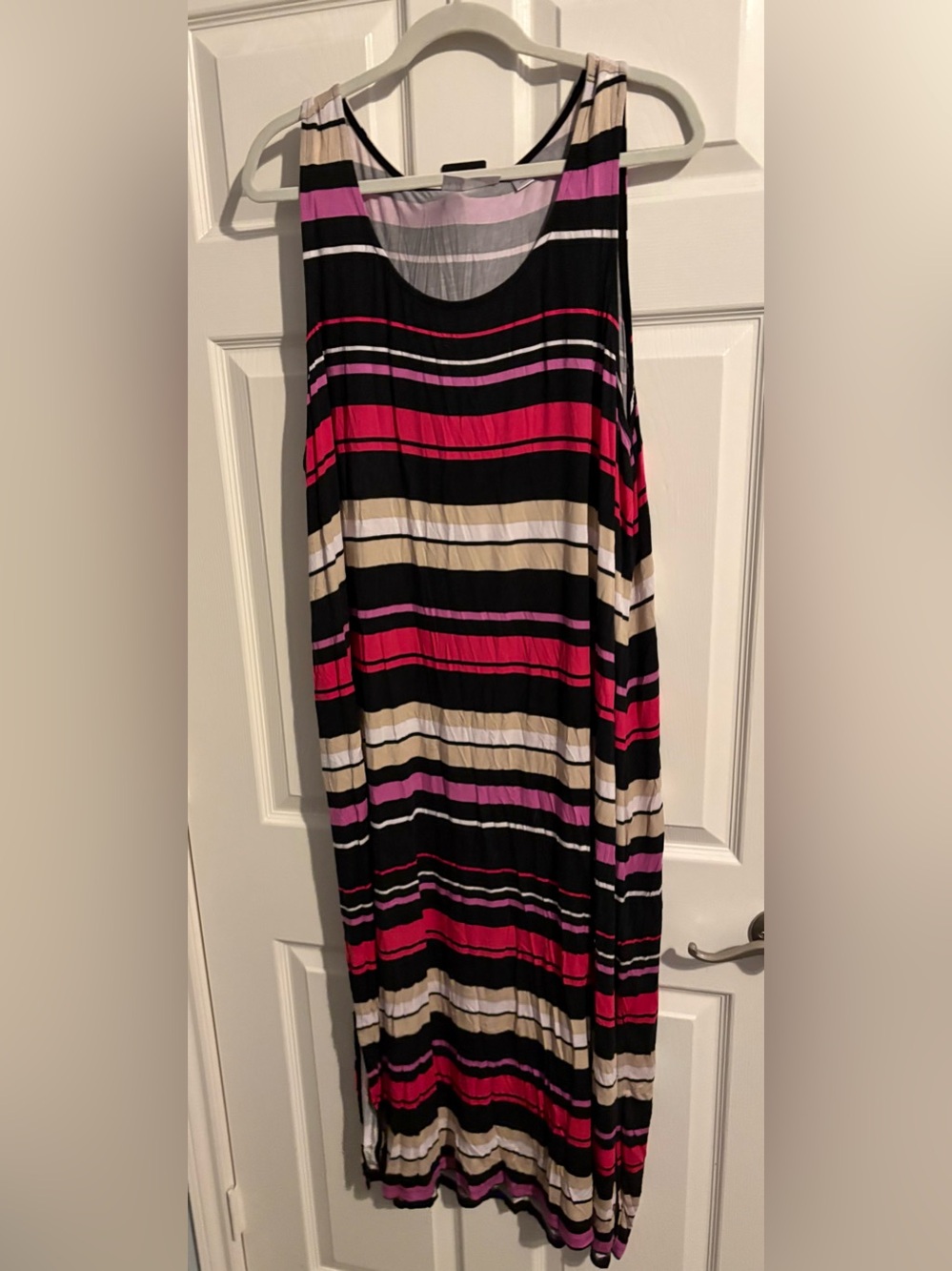 373- Avenue Black, Pink & Cream Striped Maxi Dress